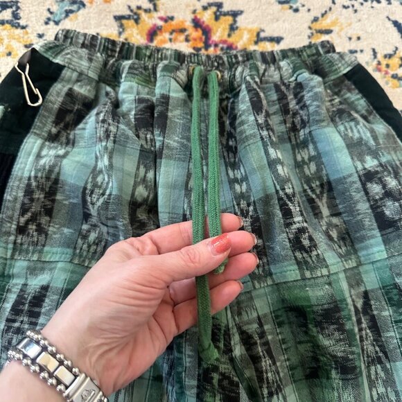 IXCHEL Hand Woven Fleece Lined  Joggers Womens Size S Plaid Streetwear Hippie - Picture 3 of 7